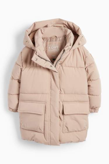 Enfants filles - Doudoune à capuche - finition déperlante - beige