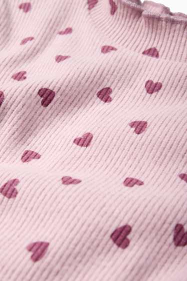 Kinder Mädchen - Herz - Langarmshirt - gerippt - hellviolett