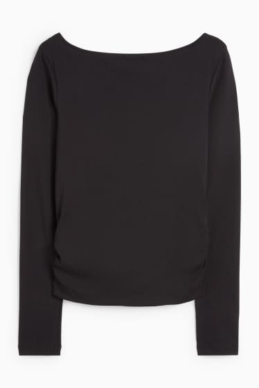 Damen - Langarmshirt - Slim Fit - schwarz
