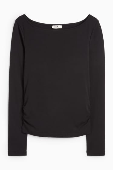 Damen - Langarmshirt - Slim Fit - schwarz