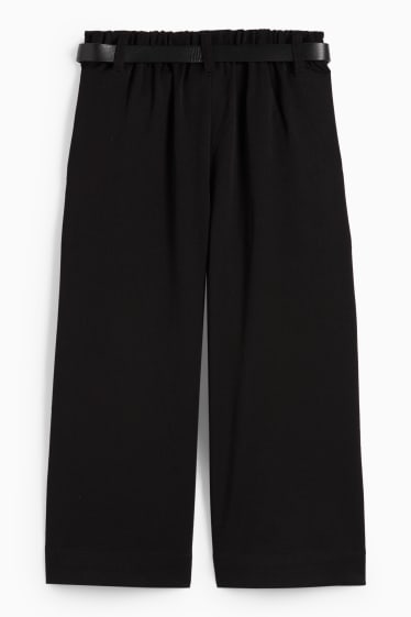 Kinder Mädchen - Stoffhose mit Gürtel - schwarz