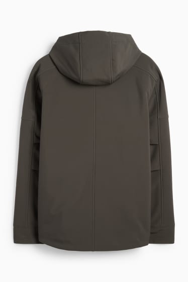 Herren - Softshelljacke mit Kapuze - wasserabweisend - dunkelgrün