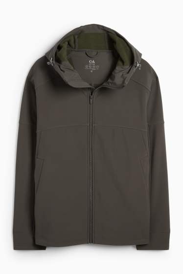 Herren - Softshelljacke mit Kapuze - wasserabweisend - dunkelgrün