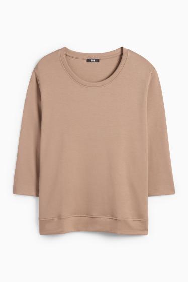 Damen - Langarmshirt - Relaxed Fit - beige