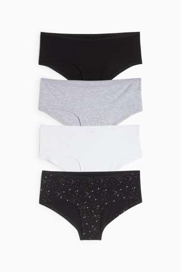Damen - Multipack 4er - Hipster - schwarz