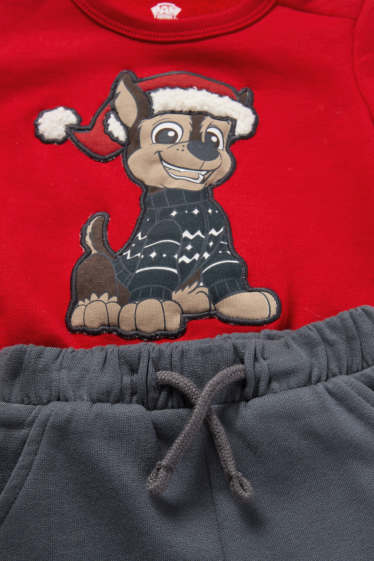 Baby Buben - PAW Patrol - Chase - Weihnachts-Baby-Outfit - 2 teilig - rot / grau