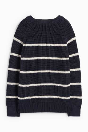 Kinder Buben - Pullover - gerippt - gestreift - dunkelblau