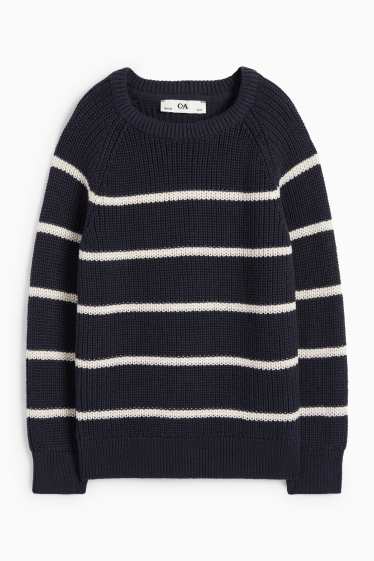 Kinder Buben - Pullover - gerippt - gestreift - dunkelblau