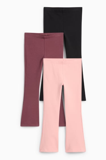 Enfants filles - Lot de 3 - leggings chauds de coupe évasée - noir