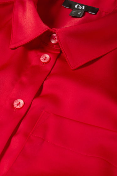 Women - Satin blouse - red