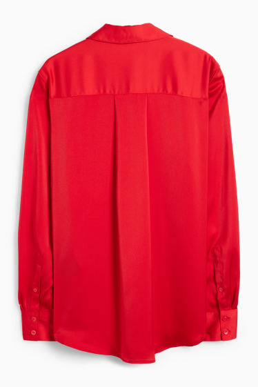 Women - Satin blouse - red