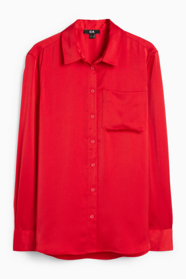 Women - Satin blouse - red