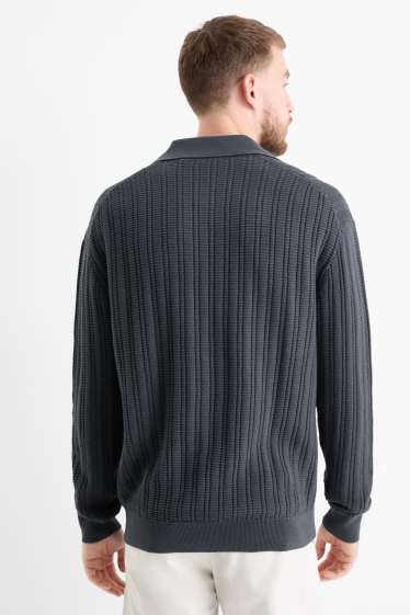 Men - Jumper - textured - dark gray