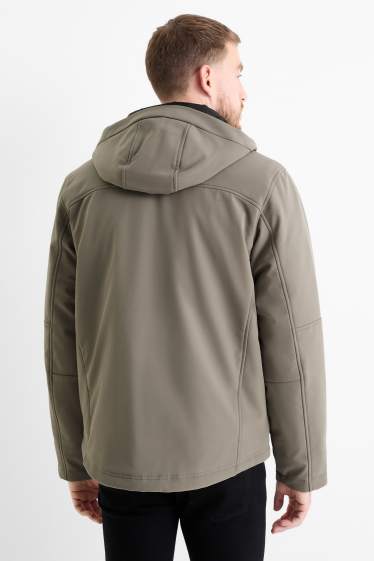 Hommes - Veste à coquille souple avec capuche - finition doublée - finition déperlante - 4 Way Stretch - gris