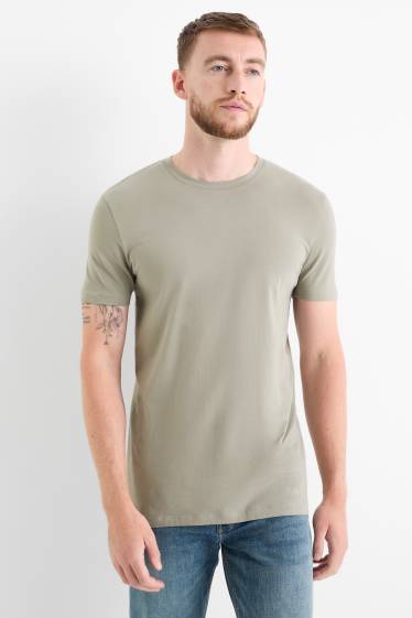 Herren - T-Shirt - Slim Fit - Flex - hellgrau