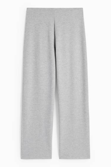 Damen - Strick-Jogginghose - hellgrau-melange