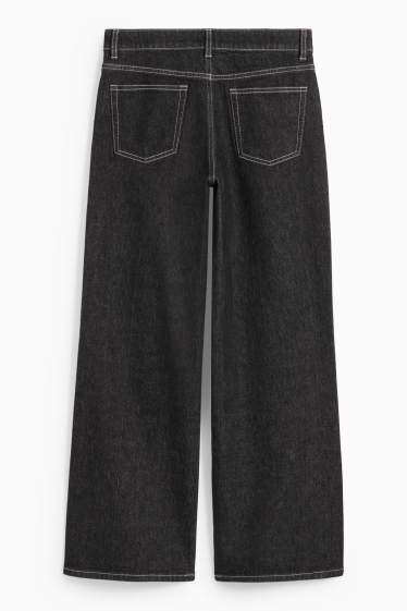Dames - Wide leg jeans - low waist - jeansdonkergrijs