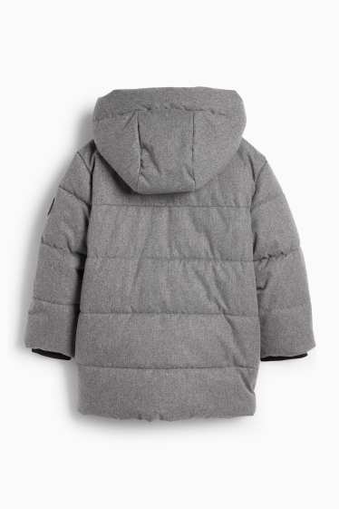 Kinder Jungen - Steppjacke mit Kapuze - wasserabweisend - grau