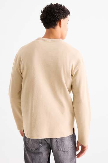 Bărbați - Tricou cu mânecă lungă - structurat - bej