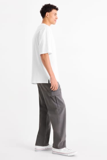 Hommes - Pantalon cargo - relaxed fit - gris foncé