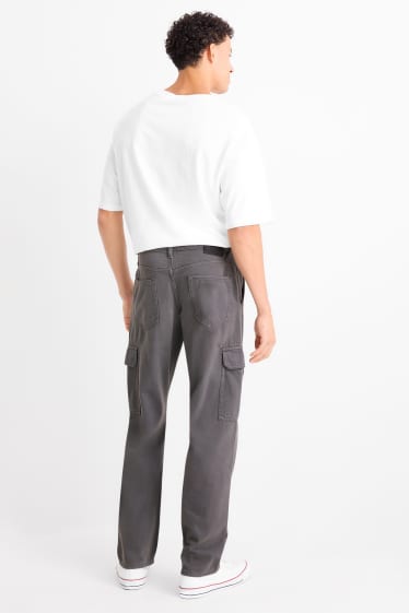 Hommes - Pantalon cargo - relaxed fit - gris foncé