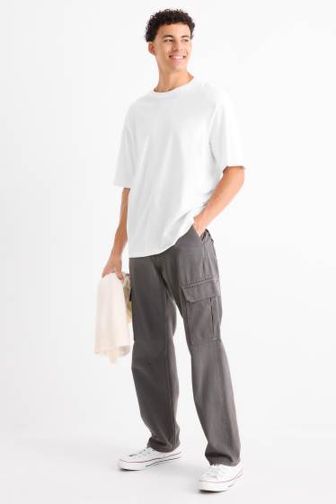 Hommes - Pantalon cargo - relaxed fit - gris foncé