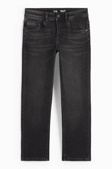 Dzieci chłopcy - Straight jeans - ciepłe dżinsy - jog denim - dżins-szary