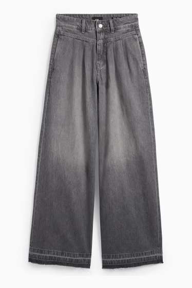 Damen - Wide Leg Jeans - Mid Waist - jeansgrau