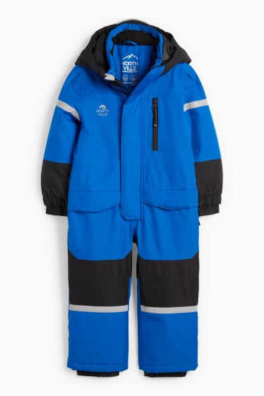 Kinder Buben - Skianzug mit Kapuze - wasserdicht - blau