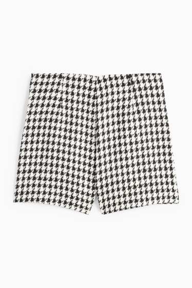 Damen - Shorts - High Waist - kariert - schwarz / weiss
