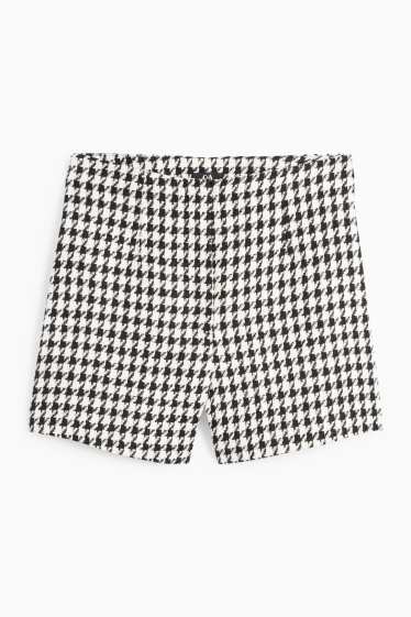 Damen - Shorts - High Waist - kariert - schwarz / weiss