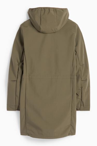 Damen - Softshellmantel mit Kapuze - wasserabweisend - 4 Way Stretch - grün