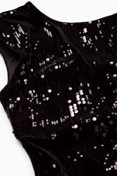Donna - Vestito in velluto con paillettes - straight fit - nero