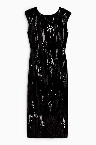 Donna - Vestito in velluto con paillettes - straight fit - nero