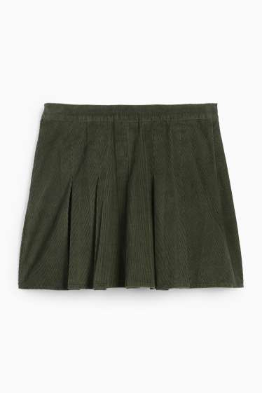 Dames - Corduroy plooirok - donkergroen