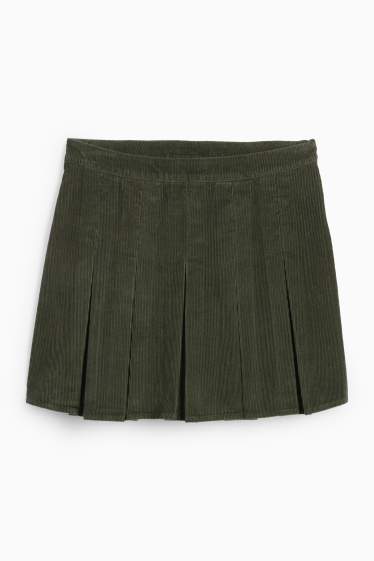 Dames - Corduroy plooirok - donkergroen