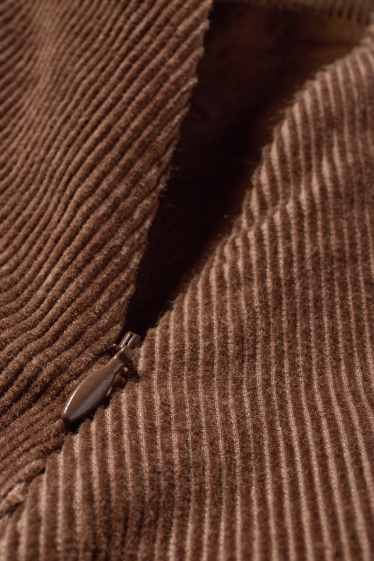 Damen - Cord-Faltenrock - braun