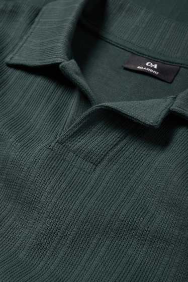 Pánské - Polokošile - relaxed fit - strukturovaná - tmavozelená