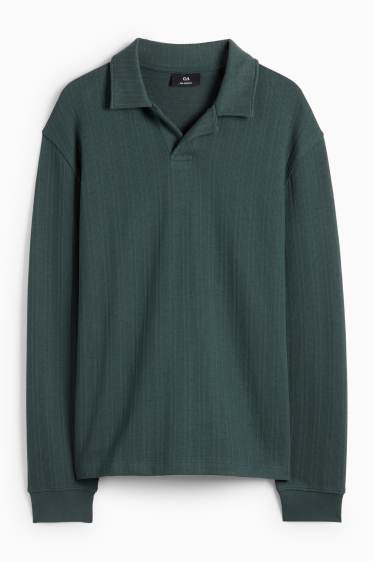 Pánské - Polokošile - relaxed fit - strukturovaná - tmavozelená