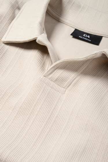 Heren - Poloshirt - relaxed fit - met structuur - beige