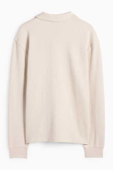 Heren - Poloshirt - relaxed fit - met structuur - beige