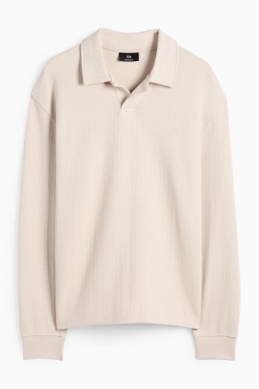 Heren - Poloshirt - relaxed fit - met structuur - beige