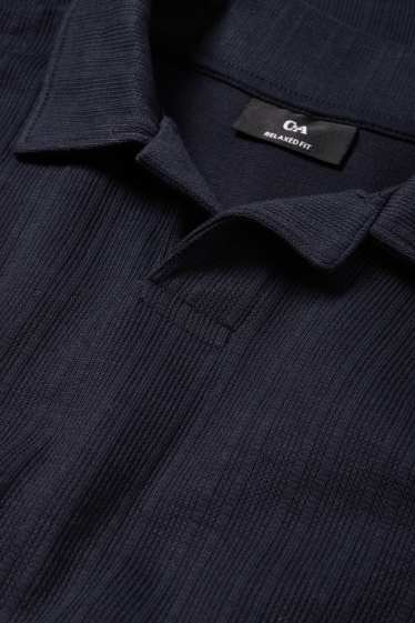 Men - Polo shirt - relaxed fit - textured - dark blue