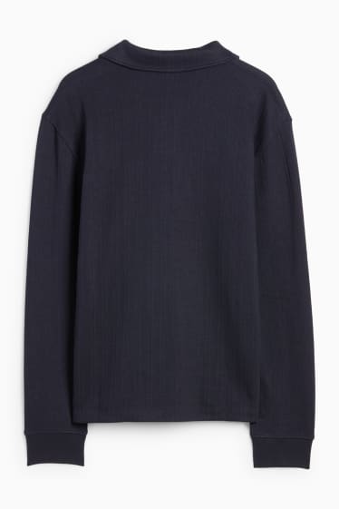 Men - Polo shirt - relaxed fit - textured - dark blue