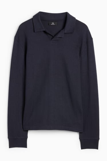 Men - Polo shirt - relaxed fit - textured - dark blue