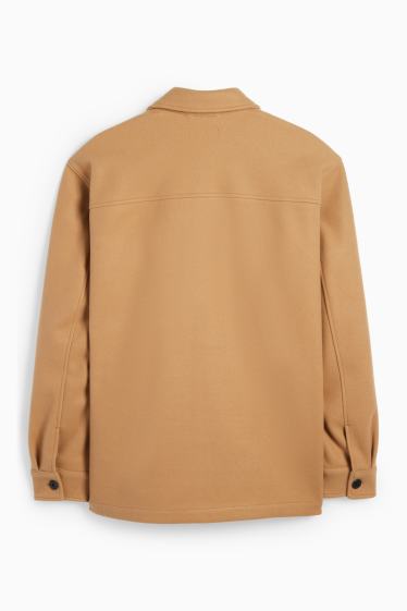Heren - Overhemdjas - relaxed fit - kent - lichtbruin