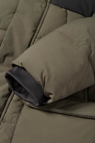 Děti - chlapci - Prošívaná bunda s kapucí - khaki