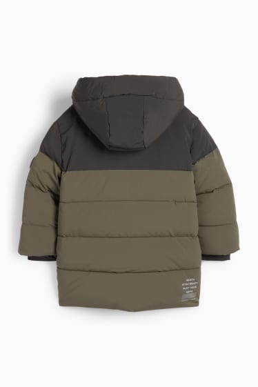 Děti - chlapci - Prošívaná bunda s kapucí - khaki