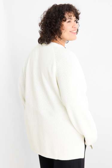Femmes - Gilet en maille - côtelé - blanc