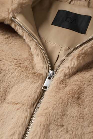 Dames - Jas van imitatiebont - beige